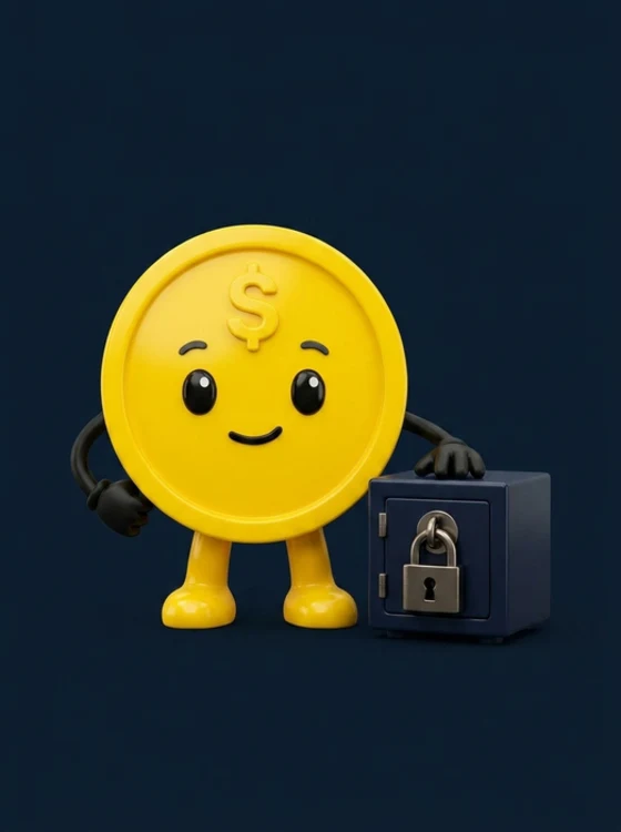 KeepWise mascot guarding a small vault